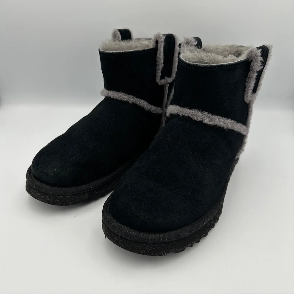 Women's Black Shearling-Lined Suede Ankle Boots